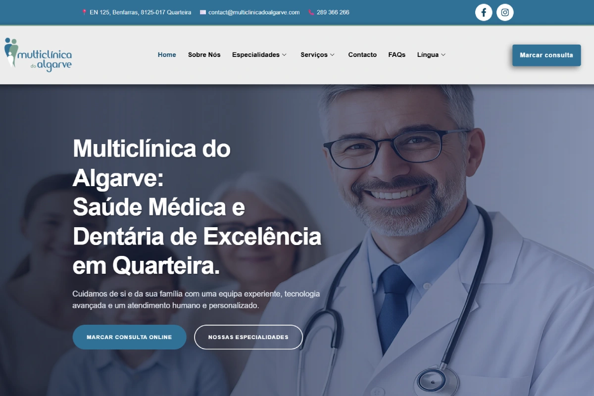 Web Design Clínica Médica Quarteira